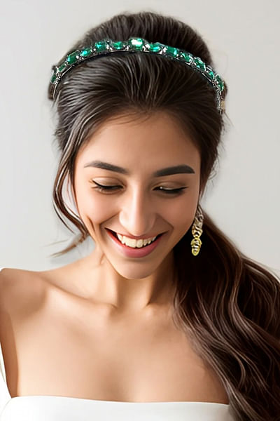 Green rhinestone hairband