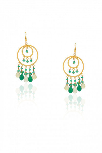 Green semi-precious quartz dangler earrings