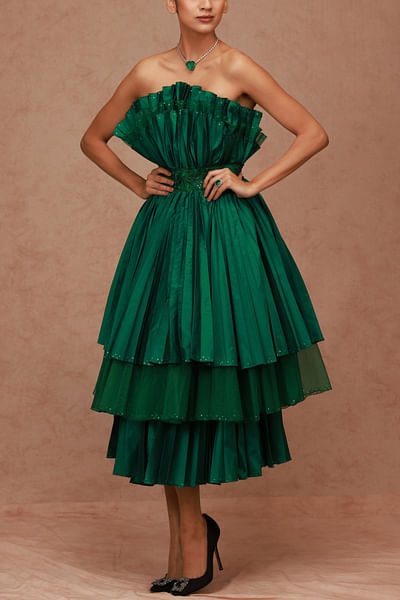Green strapless dress set