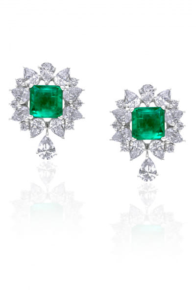 Green Swarovski zirconia stud earrings
