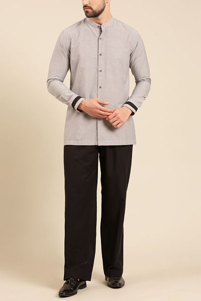 Grey and black malai cotton shirt and pants
