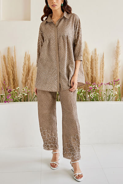 Grey bandhani tie-dye top