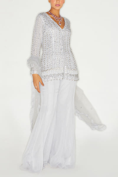 Grey embellished kurta set