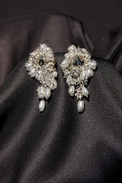 Grey embellished stud earrings