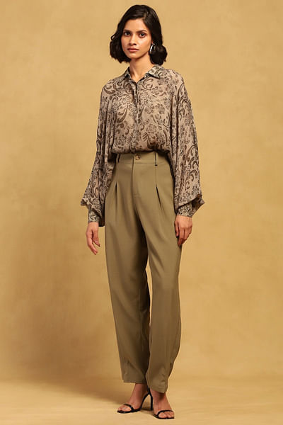Grey floral printed shirt