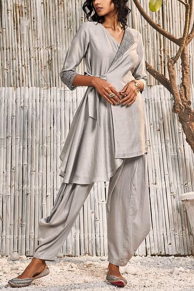 Grey lace accented co-ords