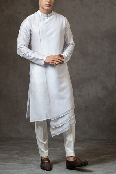 Grey overlapping kurta set