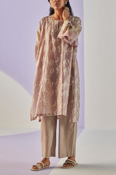 Grey printed anti-fit kurta set
