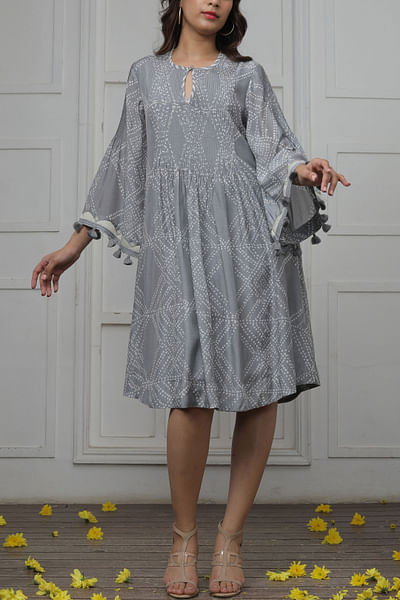 Grey printed short dress