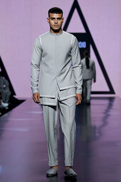 Grey terry rayon bandi set