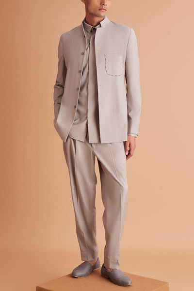 Grey terry rayon jacket set