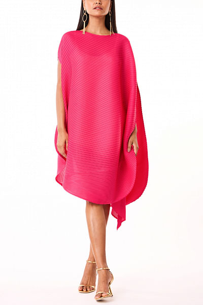 Hot pink asymmetric draped dress