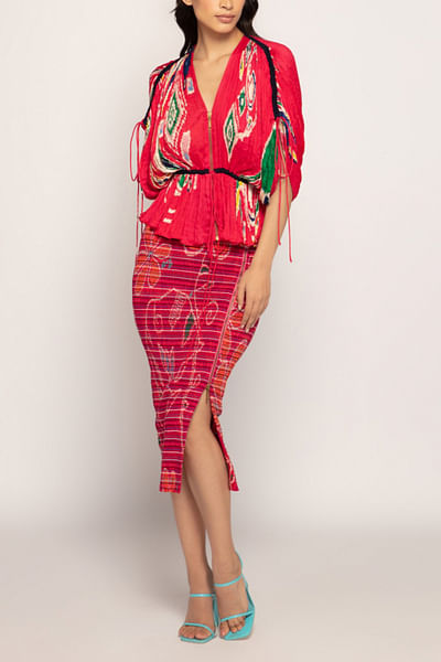 Hot pink paisley print kaftan top