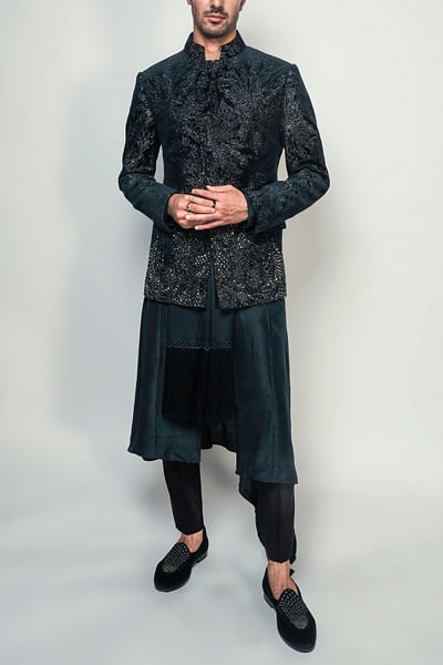 Imperial teal embellished bandhgala