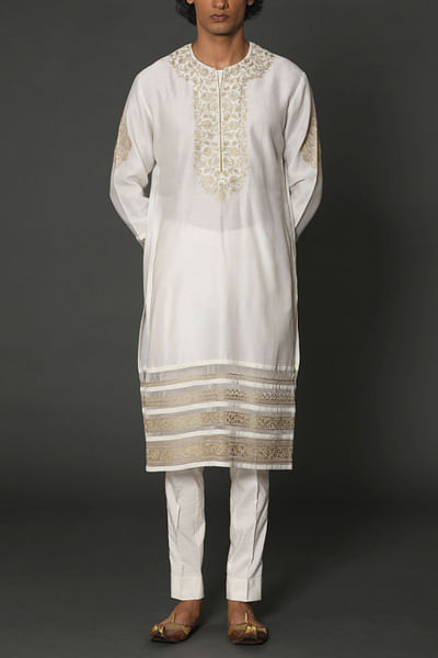 Ivory aari embroidered kurta set