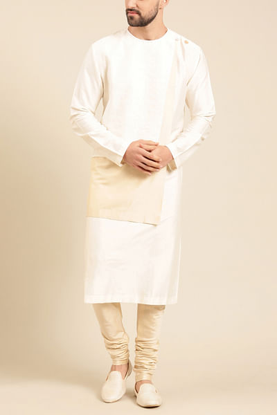 Ivory and beige layered kurta set