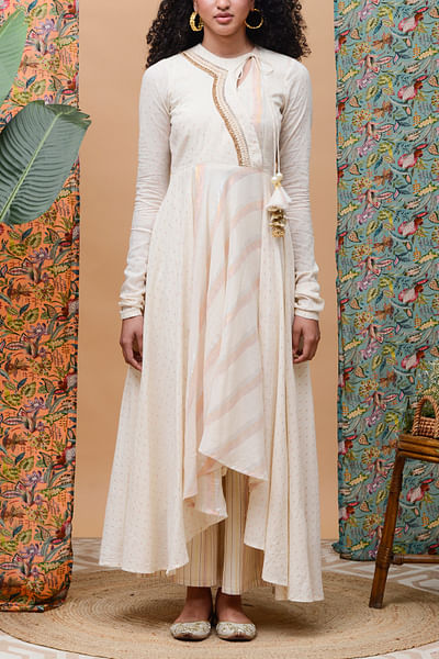 Ivory asymmetric anarkali set