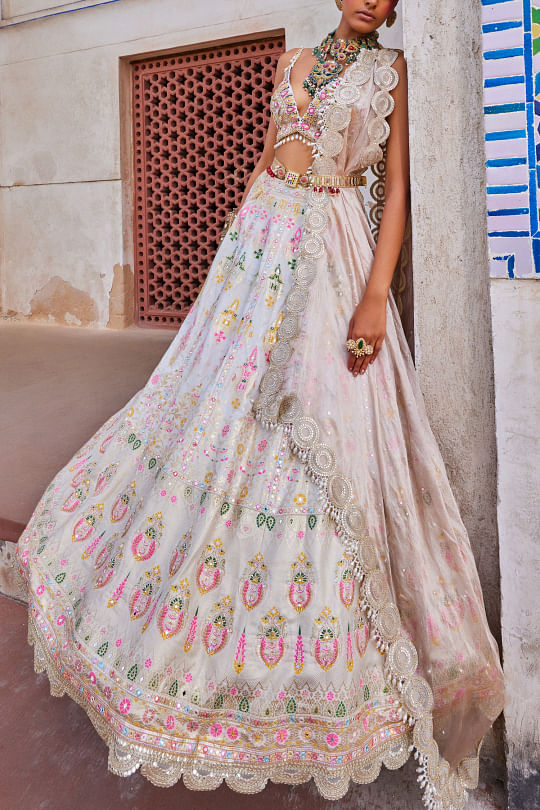 Buy Luxury Designer White Lehenga Choli Online Aashni Co