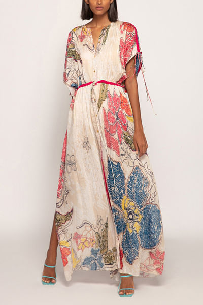Ivory bandhani print kaftan