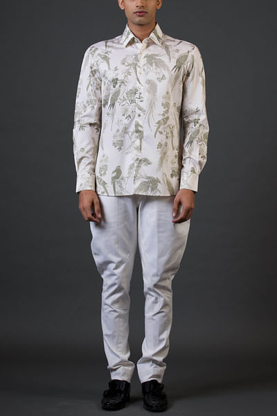 Ivory bird print shirt