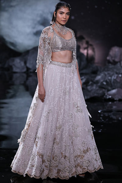 Ivory chikankari embroidery lehenga set