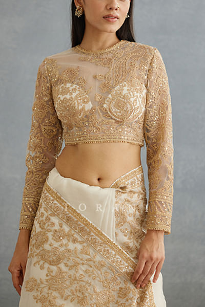 Ivory dori embroidered blouse