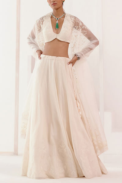 Ivory dori embroidery lehenga set