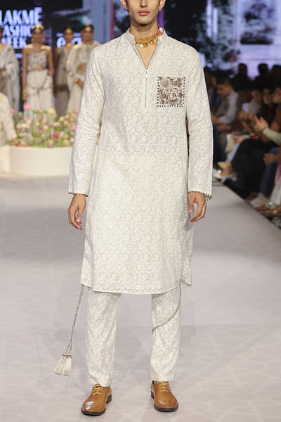 Ivory embroidered kurta set
