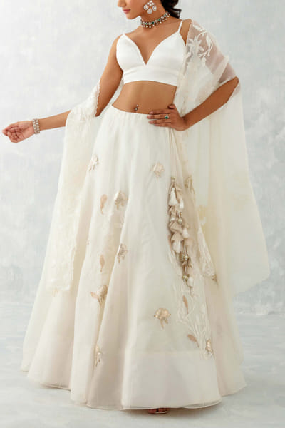 Ivory embroidered lehenga set
