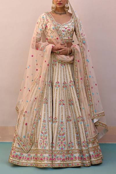 Ivory floral embroidery lehenga set
