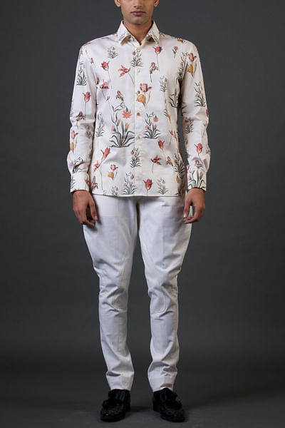 Ivory floral printed shirt