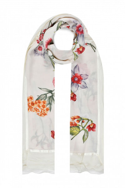 Ivory handpainted cashmere wrap