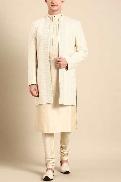 Ivory jacquard open jacket