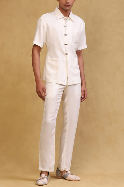 Soniya G Ivory patch pocket detail co-ords SOAJULY23CS13