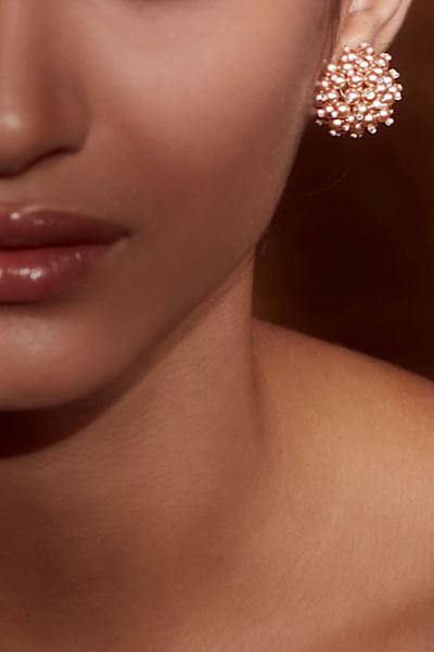 Ivory pearl dome embellished stud earrings