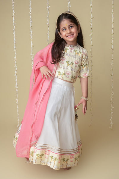 Ivory pichwai printed lehenga set