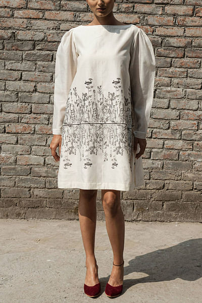 Ivory printed dress