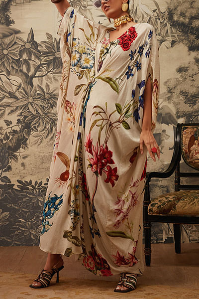 Ivory printed kaftan