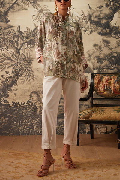 Ivory printed tunic set