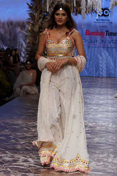 Ivory resham and mirror embroidery jumpsuit