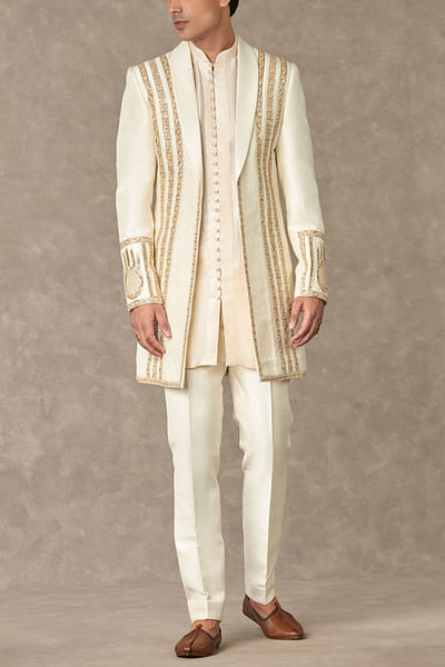 Ivory sequin and dori embroidered jacket