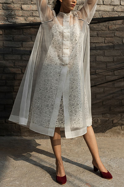 Ivory sheer jacket set