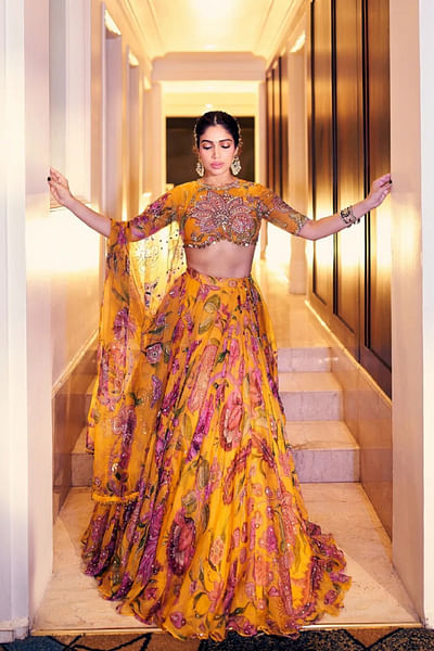 Kesar floral printed lehenga set