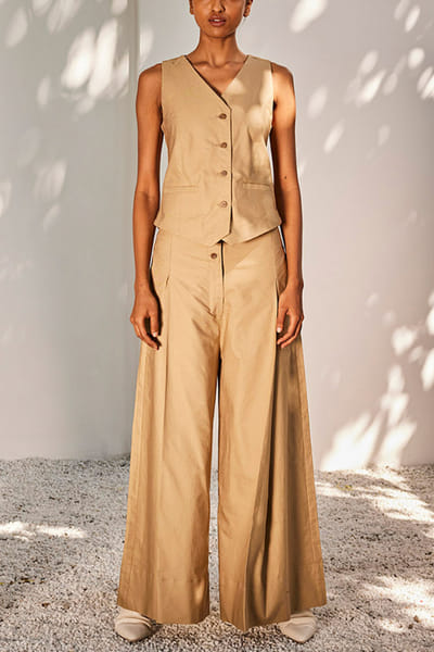 Khaki twill cotton co-ords