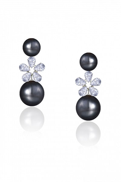 Korean pearl embellished earrings