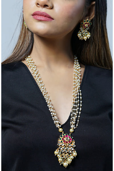 Kundan long necklace set