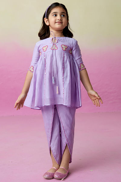 Lavender embroidered kurta and pants