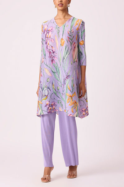 Lavender floral print tunic set