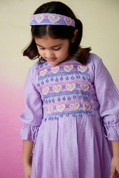 Lavender heart embroidered dress