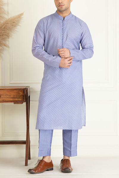 Lavender jacquard kurta set